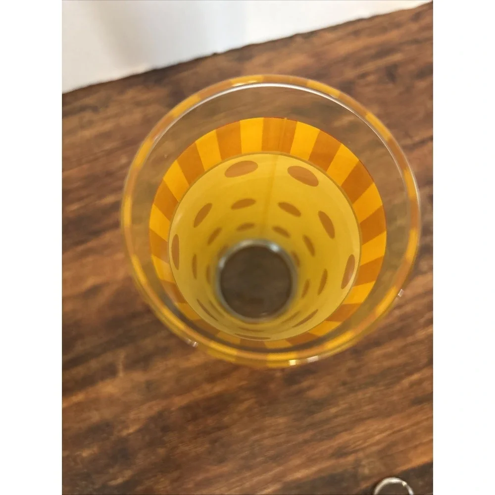 Set 4 Retro MCM Polka Dot Striped Yellow And Red Drinking Glasses Gail‎ Pittman